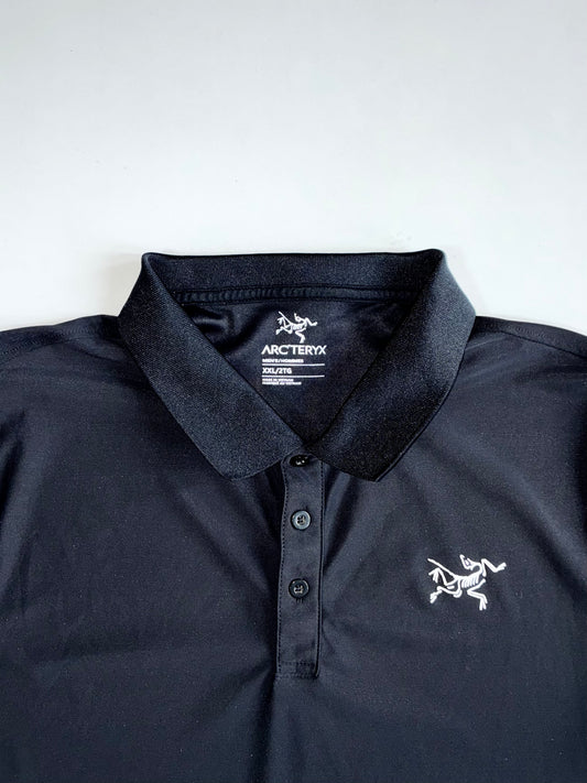 Arc’teryx Men’s Black Performance Polo | Embroidered Bird Logo | Stretch Lycra Fabric Tee (M/L)