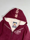 Roots Athletics Burgundy Sherpa-Lined Zip-Up Hoodie (M)