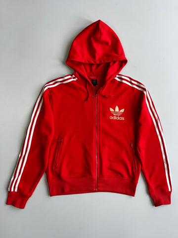Adidas Originals Red 3-Stripes Full-Zip Hoodie with Gold Trefoil (M)