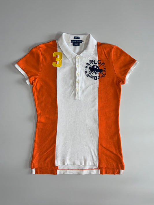Ralph Lauren Colorblock Rugby Polo #3 RLC Skinny Fit – Orange/White (XS)