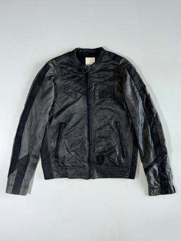 Diesel Distressed Black Leather Racer Jacket (S/M)