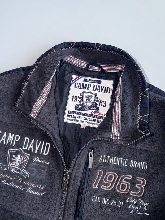 Camp David | Grey Authentic Brand Fleece Jacket Fully Embroidered | (L)