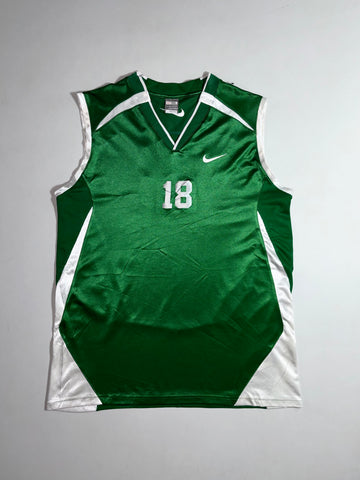 Nike Green & White Sleeveless Basketball Jersey #18 (XL)