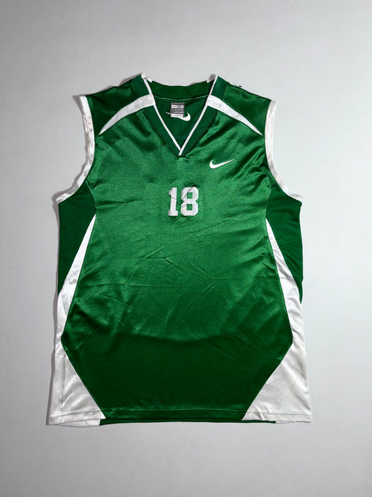 Nike Green & White Sleeveless Basketball Jersey #18 (XL)