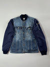 Pull&Bear Denim Bomber Jacket with Navy Nylon Sleeves, (M)