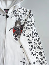 Grace & Fury Japanese Samurai Sakura Print Zip Hoodie – White – (S)
