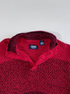 Chaps Ombre Textured Knit Button Mock Neck Sweater – Red/Black (M)