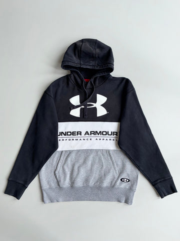 Under Armour Colourblock Big Logo Black Grey Hoodie (XL)