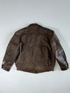 Vintage USA Service Patch Distressed Brown Leather Flight Jacket (XL)