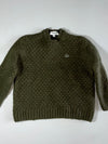 Lacoste Olive Green Honeycomb Textured Wool Knit Sweater – Classic Fit – (S)