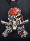 Vintage Pirate Skull Graphic T-Shirt – Zap Pow Black Tee (XXL)