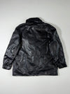 Black Leather-Look Utility Jacket with Stand Collar & Four-Pocket Design (2XL)