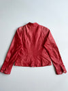 7eleven Red Genuine Leather Café Racer Jacket  women’s – Floral Lining (M)