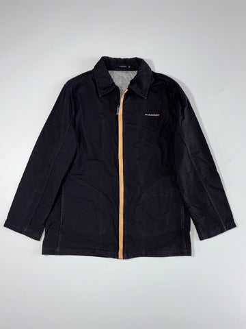 Burberry London | Black Zip Harrington Jacket Tan Leather Trim | (M)