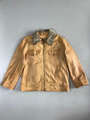 Vera Pelle Genuine Leather Jacket w/ Shearling Collar (Xl)