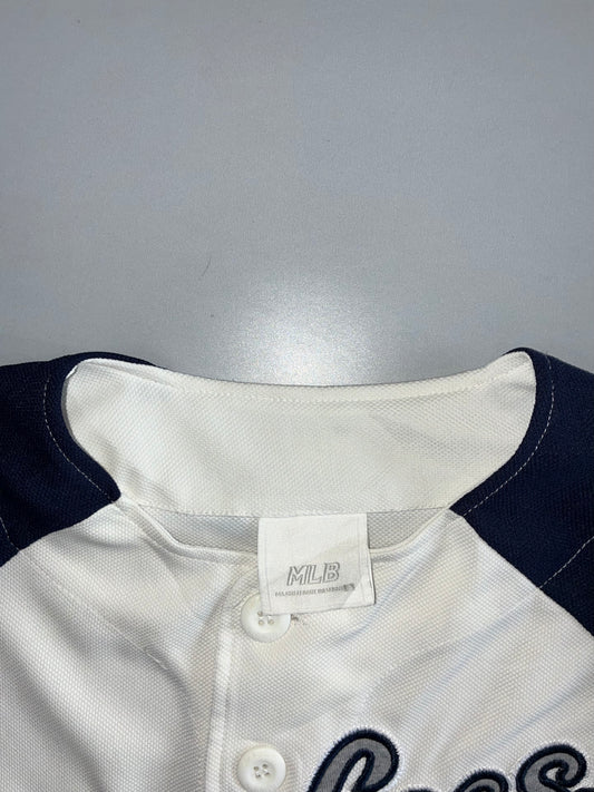 New York Yankees MLB Button-Up Baseball Jersey – Cream & Navy | Genuine Merch (L)