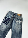 Diesel Industry Lion Crest Embroidered Straight Jeans (W-30) (L-43)