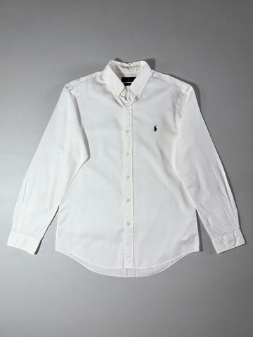Ralph Lauren White Slim Fit Feather Weight Twill Button-Up Shirt (L)