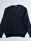 Polo Ralph Lauren Charcoal Black Textured Pima Cotton Crewneck Sweater (XL)