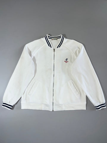 Polo Boston Union Zip-Up Bomber Sweatshirt — White / Navy | (L)