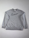 Nike Embroidered Outline Swoosh Crewneck Sweatshirt – Heather Grey (M)