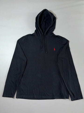 Vintage Polo Ralph Lauren Black Hooded Long Sleeve Tee (XL)