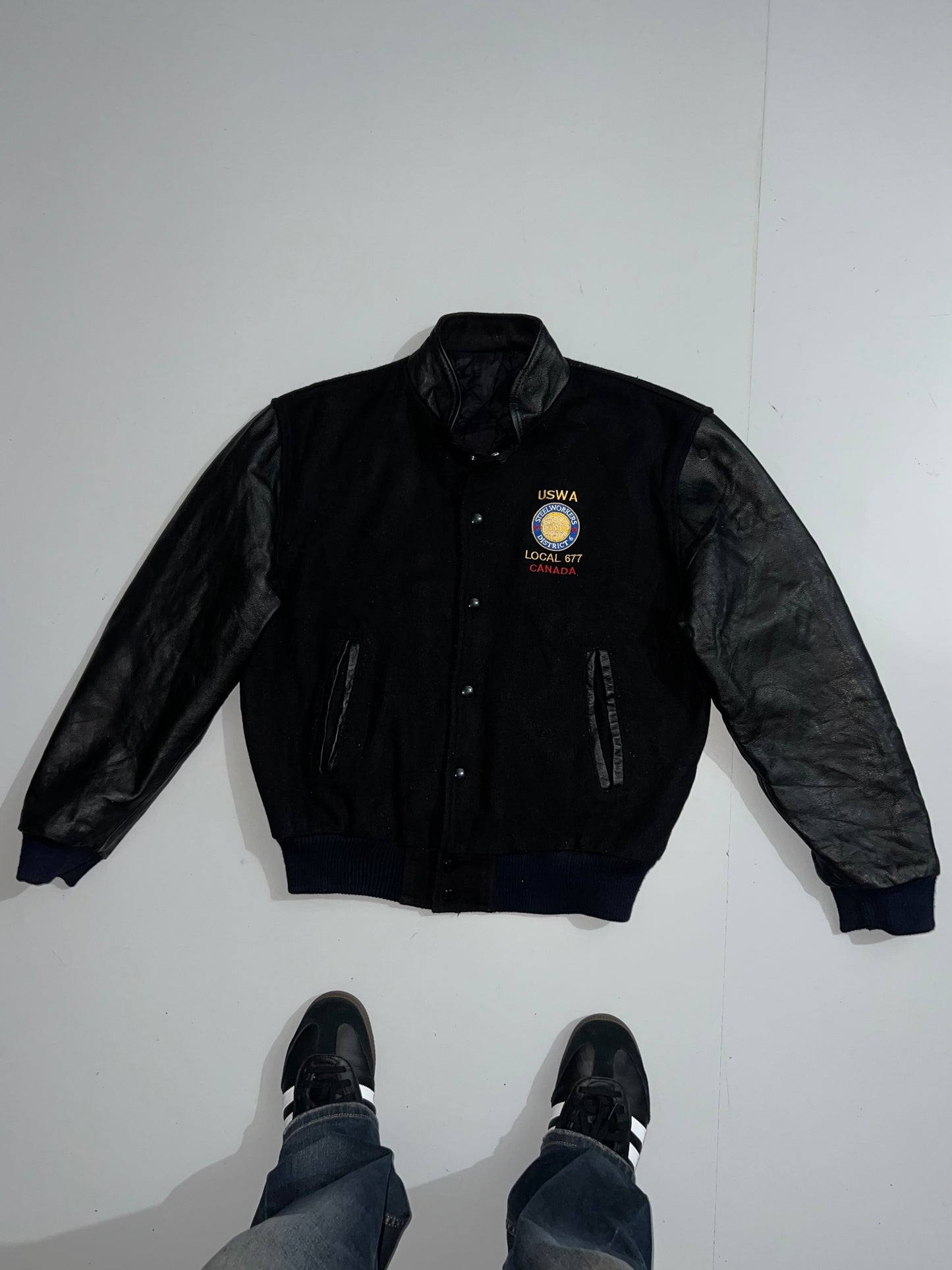 ZSuper Premium Varsity Jacket Original Leather Sleeve (M)