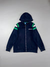 Adidas Originals Navy Green Stripe Zip-Up Hoodie (XL)