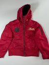 Y2K Banana Seven Red Hooded Bomber Jacket Embroidered (M/L)