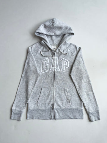 Vintage Gap Heather Grey Arch Logo Zip-Up Hoodie (S)