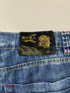 Japanese Oni Mask Acid Wash Denim Shorts (W:40) (L:24)