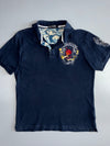 Big Train Japanese Graphic Polo Shirt | Oni Demon Wave Print | Navy (M)