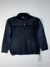 Vintage 90s Asics Sport "The Soccer Player" Quarter-Zip Fleece – Black | (XL)