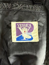 Vintage Yessica Black Embossed Leather Bomber Jacket (XL)