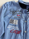 Soccx Blue Embroidered Canada Patch Button-Up Shirt (M)