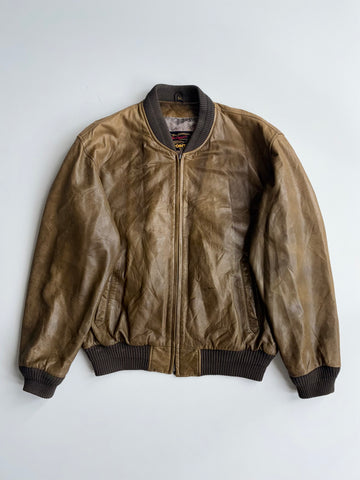 Designer by RPonty Vintage Brown Leather Bomber Jacket(L)