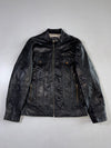 Christian Sian Vintage Black  Pure Leather Jacket  Snap-Pocket Moto Jacket (M)