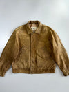 Vintage Tan Suede Leather Zip Bomber Jacket (Xl)