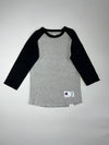 Champion Authentic Raglan 3/4 Sleeve Baseball Tee, Grey/Black (XS)