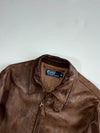 Vintage Polo Ralph Lauren Brown Leather Zip Jacket (S/M)
