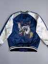 ZVintage Japanese Sukajan Bomber Jacket - Embroidered Cranes & Sakura (L)