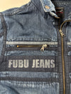 Y2K FUBU Jeans Collection Zip-Up Denim Moto Jacket (M)
