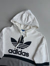 Adidas Originals White Colorblock Striped Big Trefoil Hoodie – (XL)
