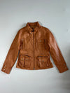SHGT Tan Leather Utility Jacket with Cargo Pockets Women’s (S)