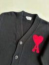 AMI Paris Ami de Coeur Black Knit Cardigan (XL)