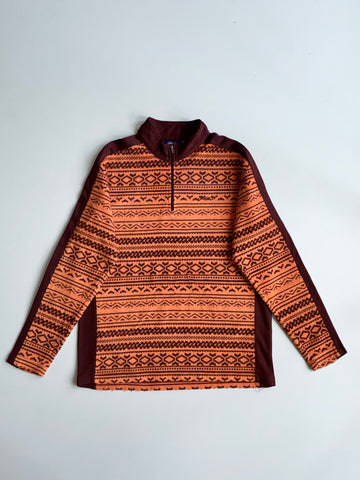 Vintage Asics Nordic Pattern Half-Zip Fleece(M)