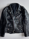 Vintage | Black Leather Belted Biker Jacket (M)