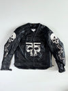 ICON Skull & Crossbones Black Leather Moto Jacket (XL)
