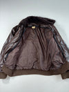 Vintage Arizona Jean Co. Brown Leather Bomber Jacket with Fur Collar Furr Inside (L)
