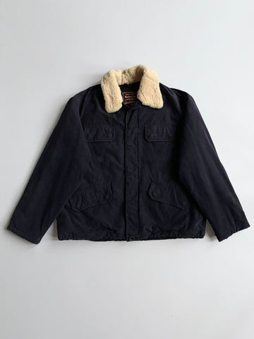 Marlboro Classics Navy Work Jacket – Sherpa Collar, Plaid Lined (XL)